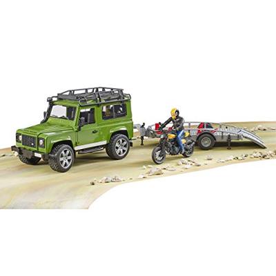 Bruder 02589 Landrover met Scrambler Ducati Full Motor en Figuur