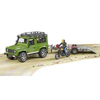 Bruder 02589 Landrover met Scrambler Ducati Full Motor en Figuur - thumbnail