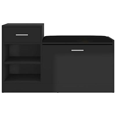 Schoenenbank 94,5x31x57 cm bewerkt hout hoogglans zwart