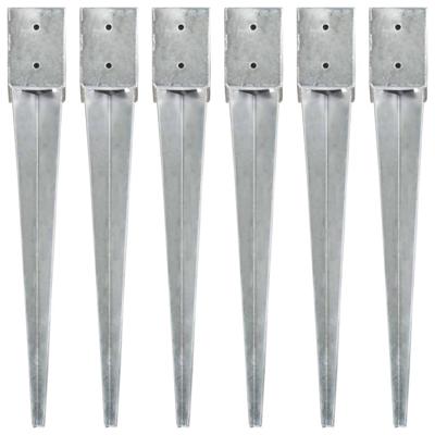 Grondpinnen 6 st 10x10x76 cm gegalvaniseerd staal zilverkleurig