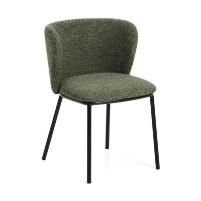 Kave Home Ciselia eetkamerstoel dik chenille Groen poot zwart Kave Home Ciselia eetkamerstoel dik chenille Groen poot zwart