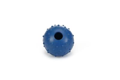 Rubber bal massief met bel hondenspeeltje blauw 5 cm