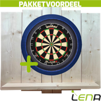 Winmau Blade 6 + Lena Dartbordverlichting Basic Blauw + Lena Wooden Wall Protector - thumbnail