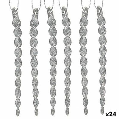 Kerstversiering Zilverkleurig Plastic Purpurine 13,5 x 1 x 5,5 cm (24 Stuks)