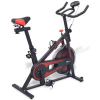 Hometrainer met hartslagsensoren zwart en rood - thumbnail