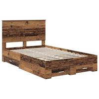 Bedframe met hoofdeinde Oudhout 120 x 190 cm Bewerkt hout - thumbnail
