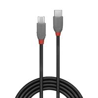 LINDY 36890 USB-kabel USB 2.0 USB-C stekker, USB-micro-B stekker 0.50 m Zwart, Grijs - thumbnail