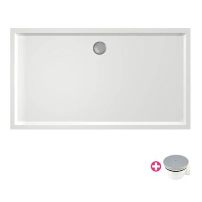 Douchebak Xenz Mariana | 160x90x4 cm | Incl.Afvoersifon-Chroom | Acryl | Rechthoekig | Wit glans Douchebak Xenz Mariana | 160x90x4 cm | Incl.Afvoersifon-Chroom | Acryl | Rechthoekig | Wit glans