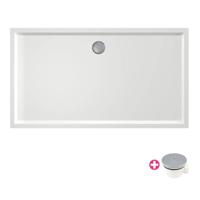 Douchebak Xenz Mariana | 160x90x4 cm | Incl.Afvoersifon-Chroom | Acryl | Rechthoekig | Wit glans - thumbnail