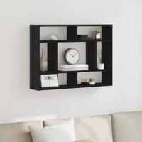 Wandschap 75x16x55 cm bewerkt hout zwart eikenkleur - thumbnail