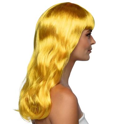 Pruik lang haar chique geel