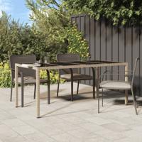Tuintafel 190x90x75 cm gehard glas en poly rattan beige - thumbnail