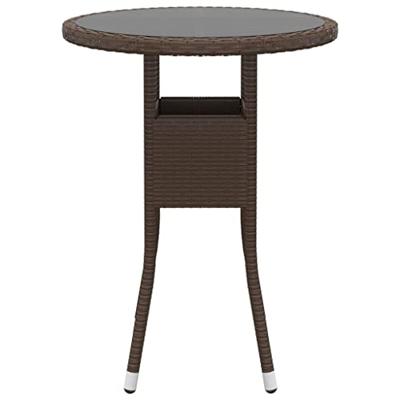 3-delige Bistroset poly rattan en gehard glas bruin