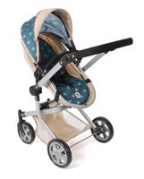 Combi-poppenwagen Mika - Stars Turquoise Beige - thumbnail