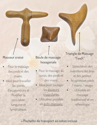 Houten Massage Set voor lichaam, gezicht, hand en voet