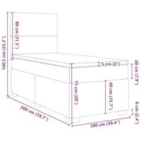Boxspring met matras fluweel lichtgrijs 100x200 cm - thumbnail