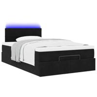 Ottoman bed met matras en LED's 120x200cm fluweel zwart - thumbnail