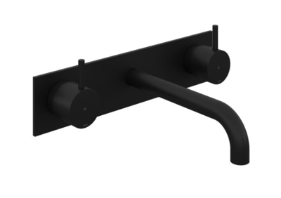 Hotbath Cobber inbouw wastafelkraan 18cm met plaat zwart mat