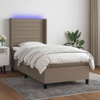 Boxspring met matras en LED stof taupe 90x190 cm - thumbnail
