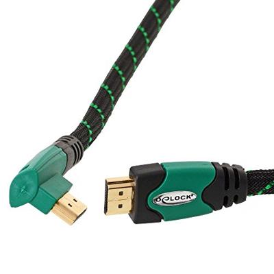 Delock 82951 HDMI-kabel HDMI Aansluitkabel HDMI-A-stekker 1 m Zwart, Groen Rond, 4K UHD, Vergulde steekcontacten, Verdraaid