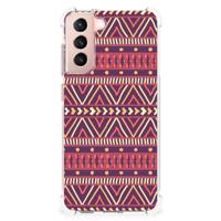 Samsung Galaxy S21 FE Doorzichtige Silicone Hoesje Aztec Paars - thumbnail