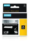 Dymo RHINO permanente polyester tape 6 mm, zwart op metaal - thumbnail