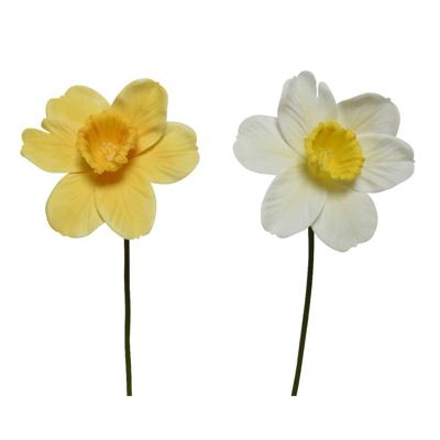 Kunstbloem Narcis h39cm geel/wit 2 ass