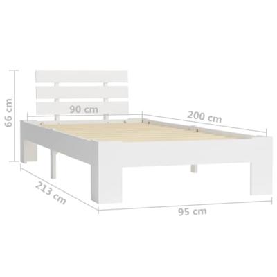 VidaXL Bedframe massief grenenhout wit 90x200 cm