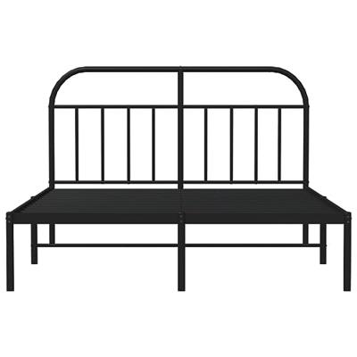 Bedframe met hoofdbord metaal zwart 140x190 cm