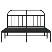 Bedframe met hoofdbord metaal zwart 140x190 cm - thumbnail