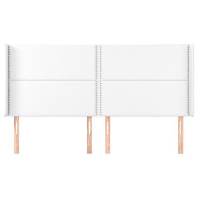 Hoofdbord met randen 163x16x118/128 cm kunstleer wit - thumbnail