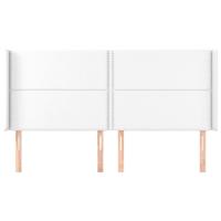 Hoofdbord met randen 203x16x118/128 cm kunstleer wit - thumbnail