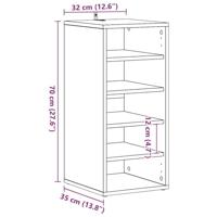 VidaXL Schoenenkast met plank zwart eiken 32 x 35 x 70 cm bewerkt hout - thumbnail