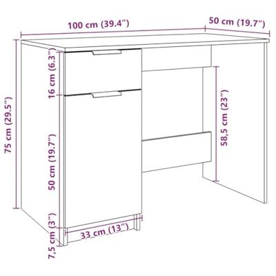 Bureau 100x50x75 cm bewerkt hout oud houtkleurig