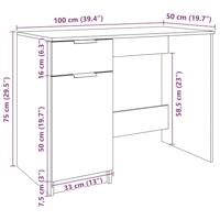 Bureau 100x50x75 cm bewerkt hout oud houtkleurig - thumbnail
