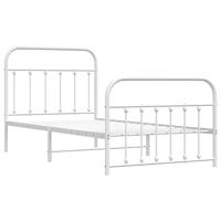 Bedframe met hoofd- en voeteneinde metaal wit 100x190 cm - thumbnail