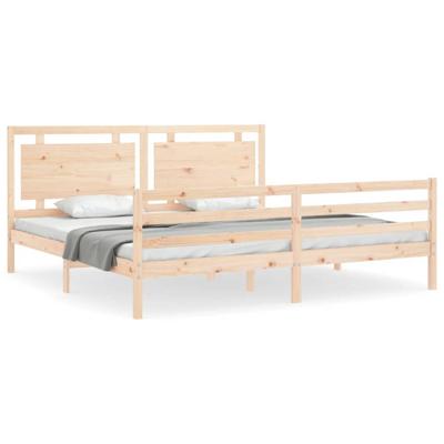 Bedframe met hoofdbord massief hout 200x200 cm