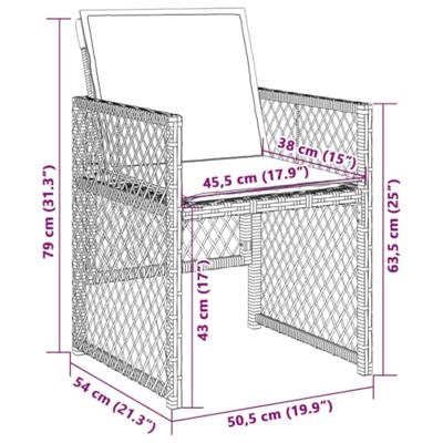 Tuinstoelen 4 st met kussens poly rattan bruin - thumbnail