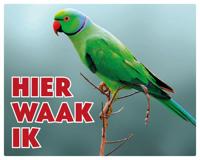 Halsbandparkiet Waakbord - Hier Waak Ik - thumbnail