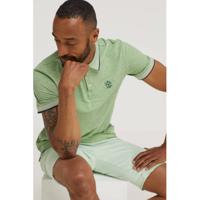 Tom Tailor regular fit polo met contrastbies lichtgroen - thumbnail