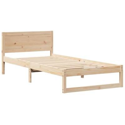 Bedframe met hoofdeinde Naturel 90 x 190 cm Massief grenenhout