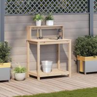 Oppottafel met schappen 82,5x50x109,5 cm massief grenenhout - thumbnail