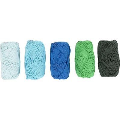 Creativ Company Katoengaren, afm 8/4, l: 5x50 m, blauw/groen harmonie, 5x20 gr/ 1 doos