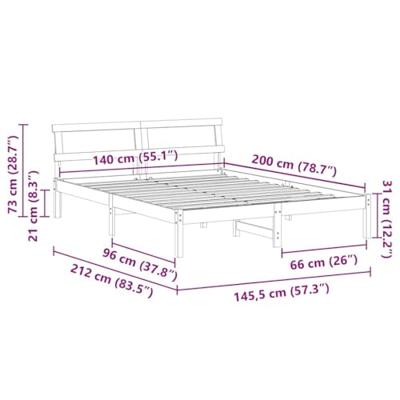 Bedframe met LED -striplichten met hoofdeinde Wasbruin 140 x 200 cm Grenenhout Bedframe met LED -striplichten met hoofdeinde Wasbruin 140 x 200 cm Grenenhout