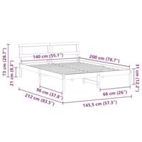 Bedframe met LED -striplichten met hoofdeinde Wasbruin 140 x 200 cm Grenenhout - thumbnail