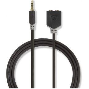 Stereo audiokabel | 3,5 mm male - 2x 3,5 mm female | 0,2 m | Antraciet