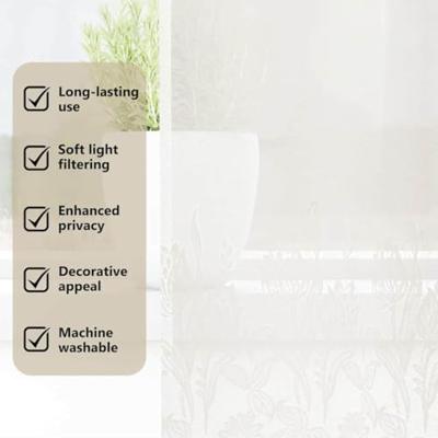 VidaXL Kantgordijn met gordijnen bloemen wit 160 x 200 cm polyester
