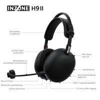 Sony inzone h9 ii over-ear gaming headset (zwart, pc, playstation 5, 2.4ghz, bluetooth) - thumbnail