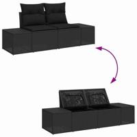 Tuinbankenset met opslag 6 pcs Zwart poly rattan - thumbnail