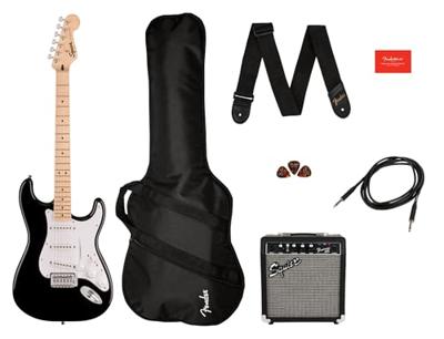 Squier Sonic Stratocaster Pack MN Black elektrische gitaar starterset - thumbnail